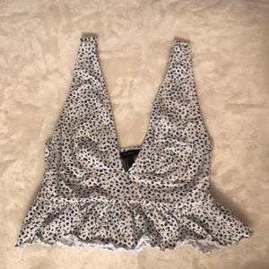 Floral Cropped V Neck Peplum